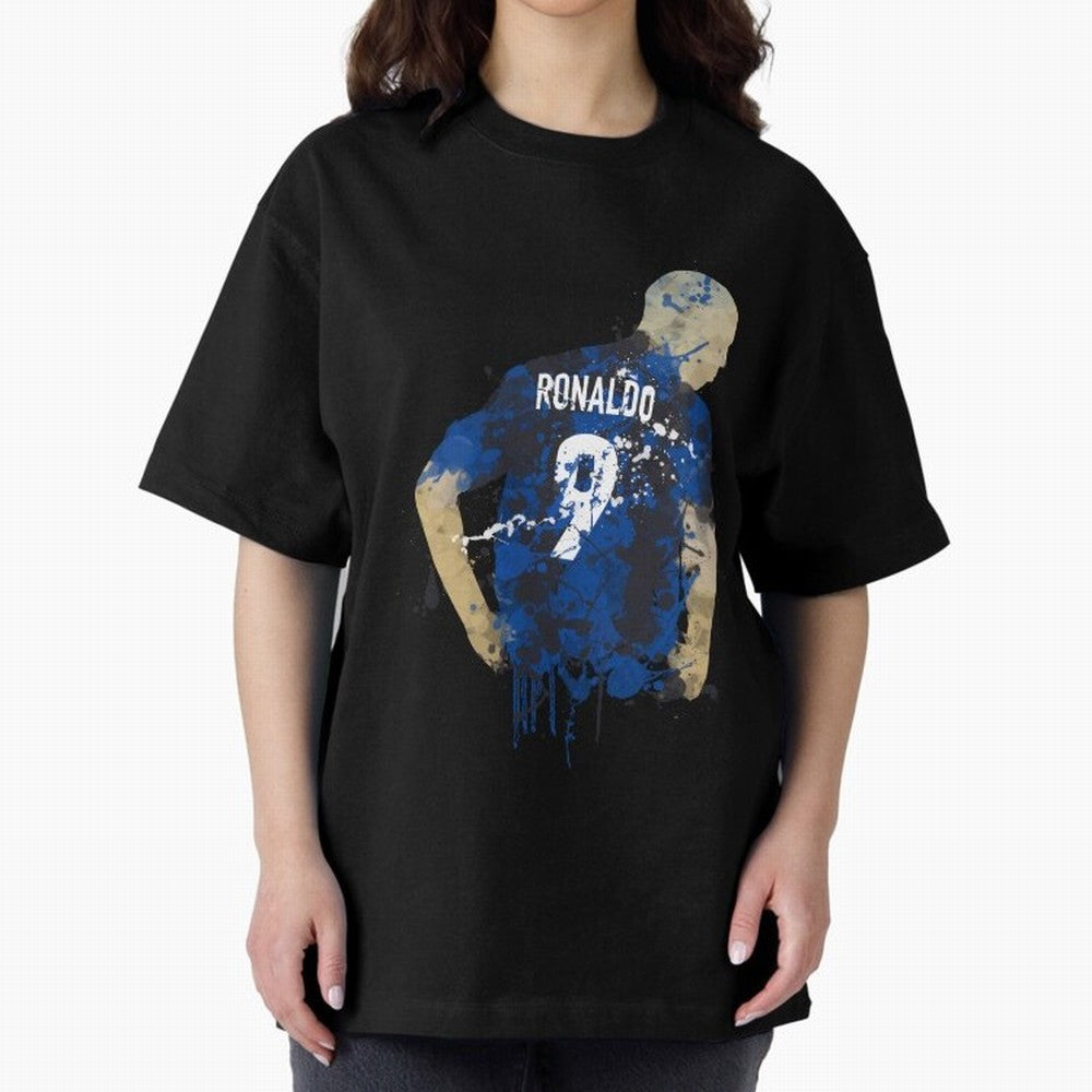 Ronaldo Number 9 Art Oversized T-Shirt Get Ready for FIFA World Cup 2026 Highlighting Messi, Brazil Energy, Stadium Memories, Football Loyalty, International Chants and Championship Tradition; Created for Match Day Parties, Soccer Gifts, Fan