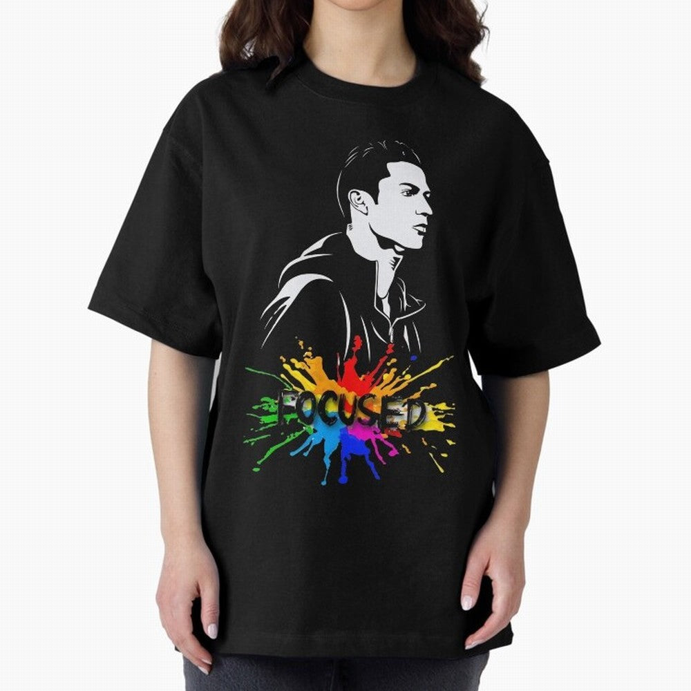 Christiano Ronaldo Focused Oversized T-Shirt Make Your Look Match Match Day Hype around FIFA World Cup 2026, Mbappe, Portugal, Spain and Germany, Fan Favorite Moments, National Team Passion, Big Match Drama and Soccer History; Made for Die Hard