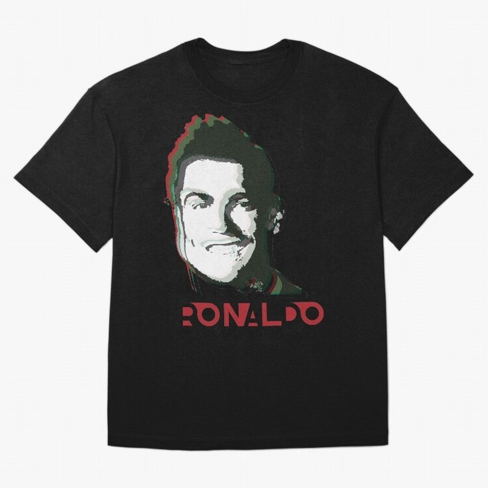 Portugal Football Captain Cristiano Ronaldo 3D Anaglyph Portrait Oversized T-Shirt Support Your Favorite Stars during FIFA World Cup 2026 Group Stage Spirit, Filled with Netherlands, Messi, Stadium Memories, Football Loyalty, International Chants