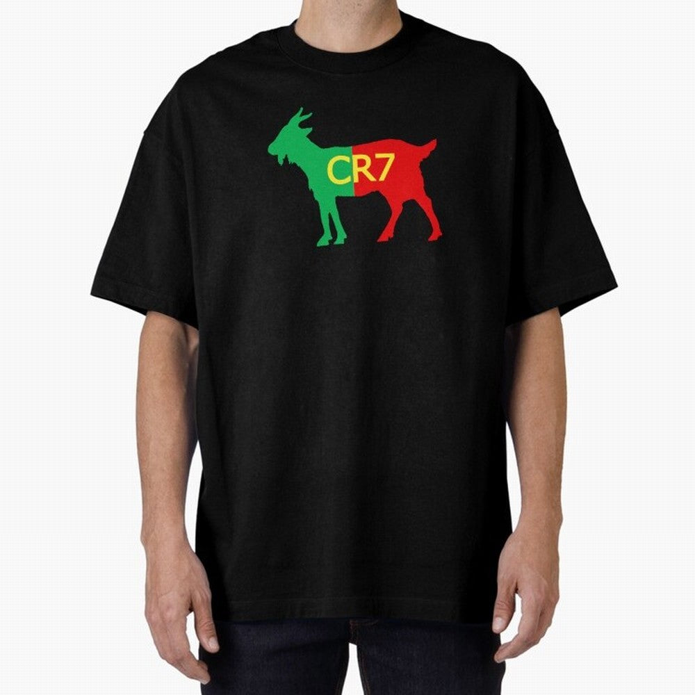CR7 GOAT Tuga 3 Oversized T-Shirt Stand with FIFA World Cup 2026 USA Canada Mexico for Fans of Messi, Neymar and Mbappe and Portugal, Spain and Germany, Bringing Worldwide Fan Energy, Dramatic Goals, Stadium Lights and Championship Celebrations;