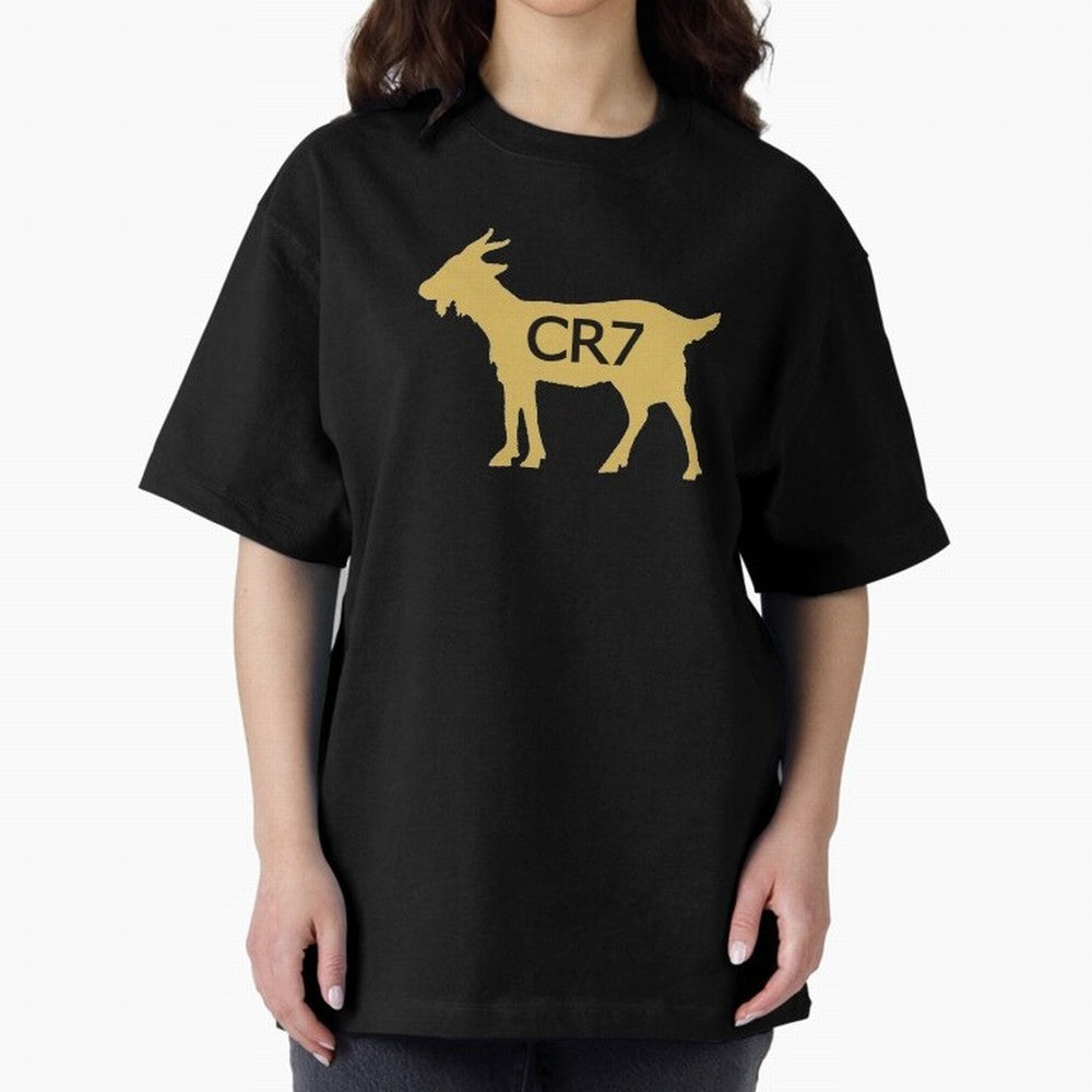 CR7 GOAT Gold Oversized T-Shirt Make Every Kick Count in FIFA World Cup 2026 Spirit, Celebrating Spain and Netherlands, Cristiano Ronaldo, Classic Soccer Heritage, Championship Pressure, Fan Loyalty and International Pride; Built for Supporters