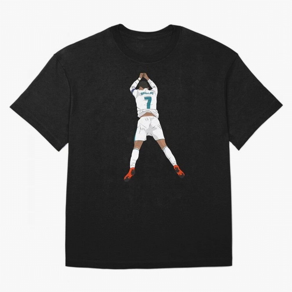 Cristiano Ronaldo Iconic Celebration Oversized T-Shirt Treasure Match Day Hype around FIFA World Cup 2026, Cristiano Ronaldo, Argentina, France and Brazil, Global Supporter Spirit, Legendary Goals, National Colors and Tournament Celebration; Great