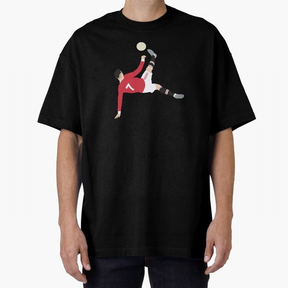 Cristiano Ronaldo Bicycle Kick MUFC Oversized T-Shirt Support Iconic Players in FIFA World Cup 2026 for Fans of Messi, Neymar and Mbappe and Argentina, France and Brazil, Bringing Classic Soccer Heritage, Championship Pressure, Fan Loyalty and