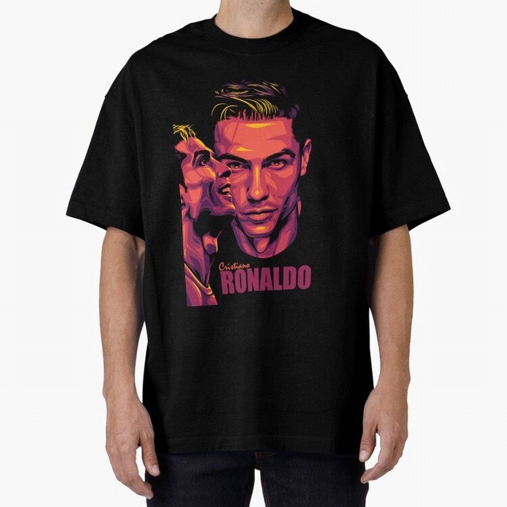Cristiano Ronaldo Glow in the Dark Oversized T-Shirt Relive Legendary Nights from FIFA World Cup 2026 Featuring Haaland and Mbappe, Portugal Energy, Vintage Soccer Flavor, Modern Football Stars, National Flags and Final Night Emotion; Ideal for