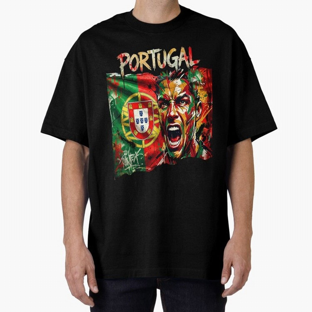 PORTUGAL FOOTBALL TEAM Oversized T-Shirt Keep the Match Day Mood of Global Football Passion for FIFA World Cup 2026 USA Canada Mexico, Featuring Messi, England and Germany, Soccer Culture, Superstar Moments, National Team Dreams and Competitive