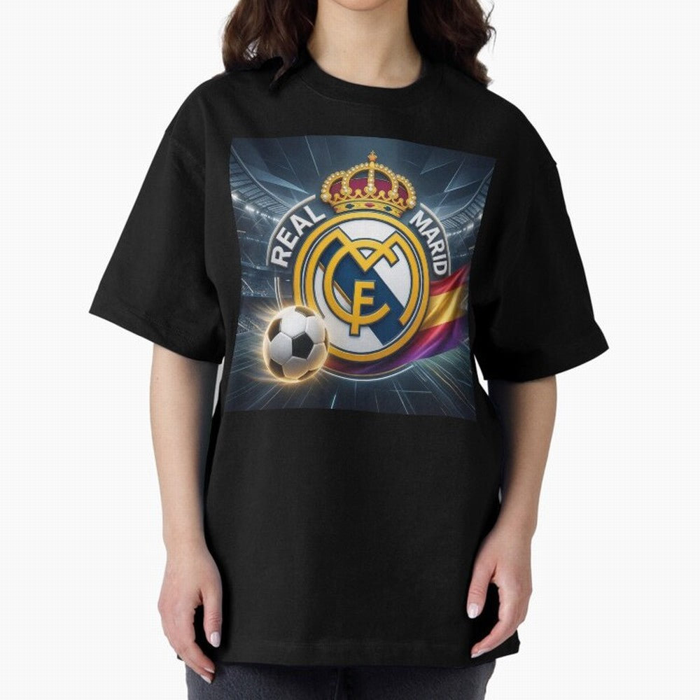 Real Madrid's ball Oversized T-Shirt Enjoy the FIFA World Cup 2026 USA Canada Mexico Journey through Cristiano Ronaldo Highlights, France and Portugal Pride, Football Passion, Legendary Performances, Festival Vibes and Supporter Community; Made for