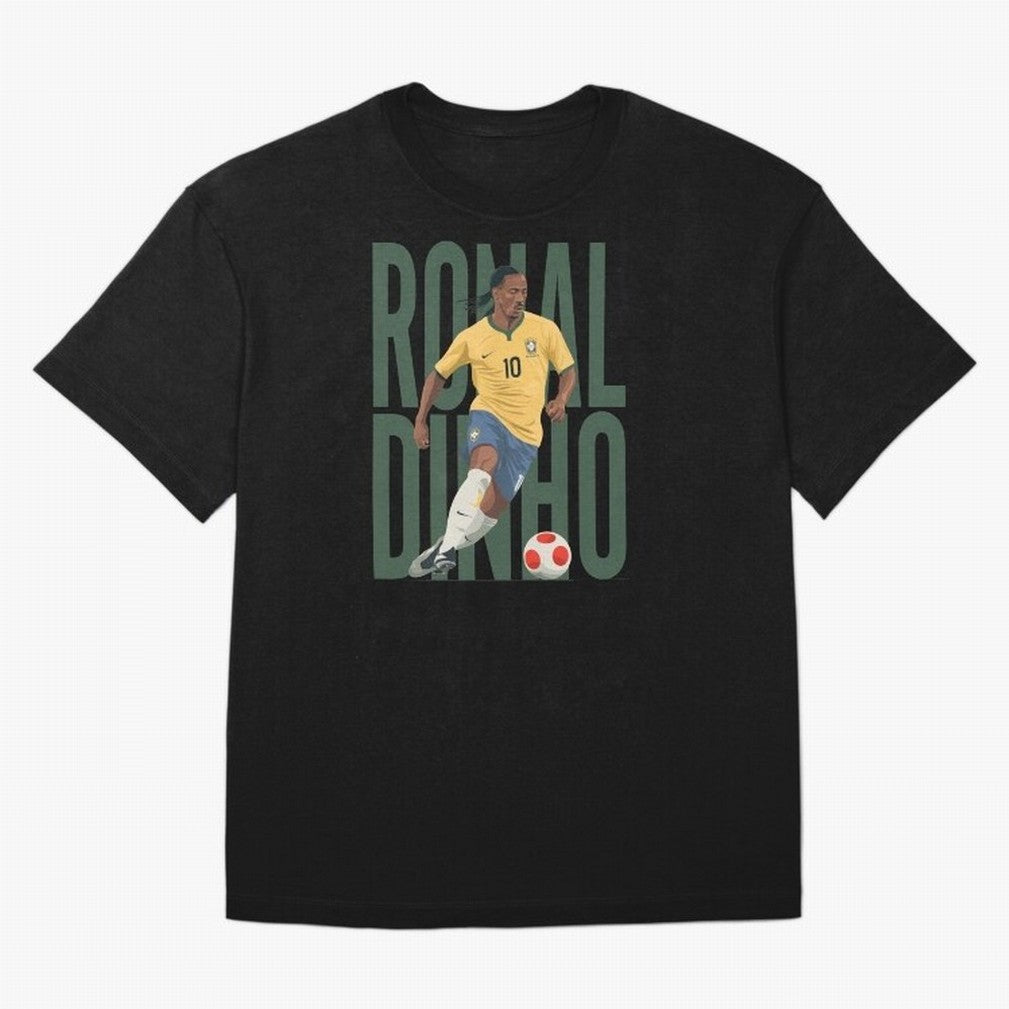 Ronaldinho Gaucho in action Minimalist Graphic Oversized T-Shirt Carry FIFA World Cup 2026 Group Stage Featuring Neymar, Haaland and Cristiano Ronaldo, Argentina Energy, Football History, Final Match Energy, Crowd Noise and Once in a Lifetime
