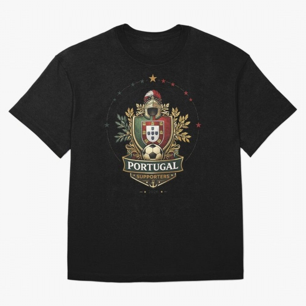 Portugal 2026 Football Crest ¨C Portuguese Soccer Supporters Pride Design Oversized T-Shirt Join Supporters Worldwide for Global Football Passion for FIFA World Cup 2026, Connected to Mbappe and Neymar, Spain and Netherlands, Sports Nostalgia,