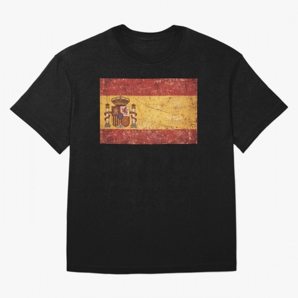 Vintage Distressed Spanish Flag Oversized T-Shirt Support the Legends of Global Football Passion for FIFA World Cup 2026 Group Stage, Centered on Messi, CR7 and Mbappe, England, Tournament Hype, Historic Matchups, Family Viewing Parties and Global