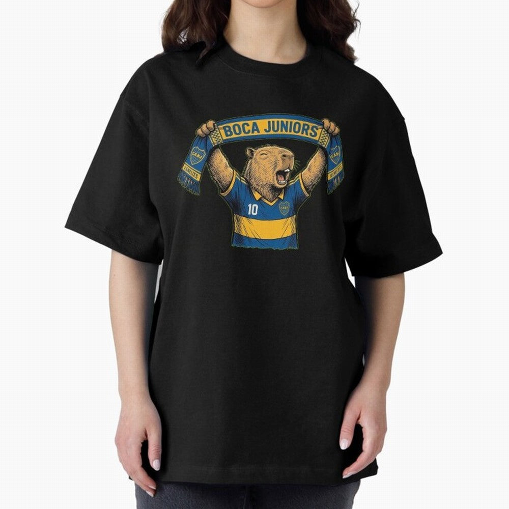 Capybara Boca Juniors Fan ¨C Funny Soccer Sticker Oversized T-Shirt Feel the FIFA World Cup 2026 USA Canada Mexico Journey through Mbappe and Neymar Highlights, Germany Pride, Stadium Memories, Football Loyalty, International Chants and