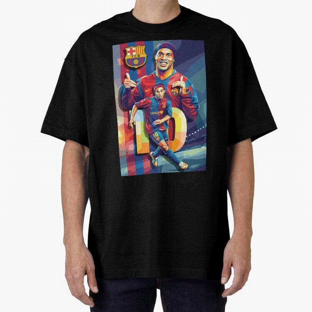 Ronaldinho Oversized T-Shirt Follow the Road to FIFA World Cup 2026 USA Canada Mexico Capturing Messi, Neymar and Mbappe, Spain Energy, Championship Spirit, Famous Goals, Roaring Crowds and International Football Unity; Created for Match Day