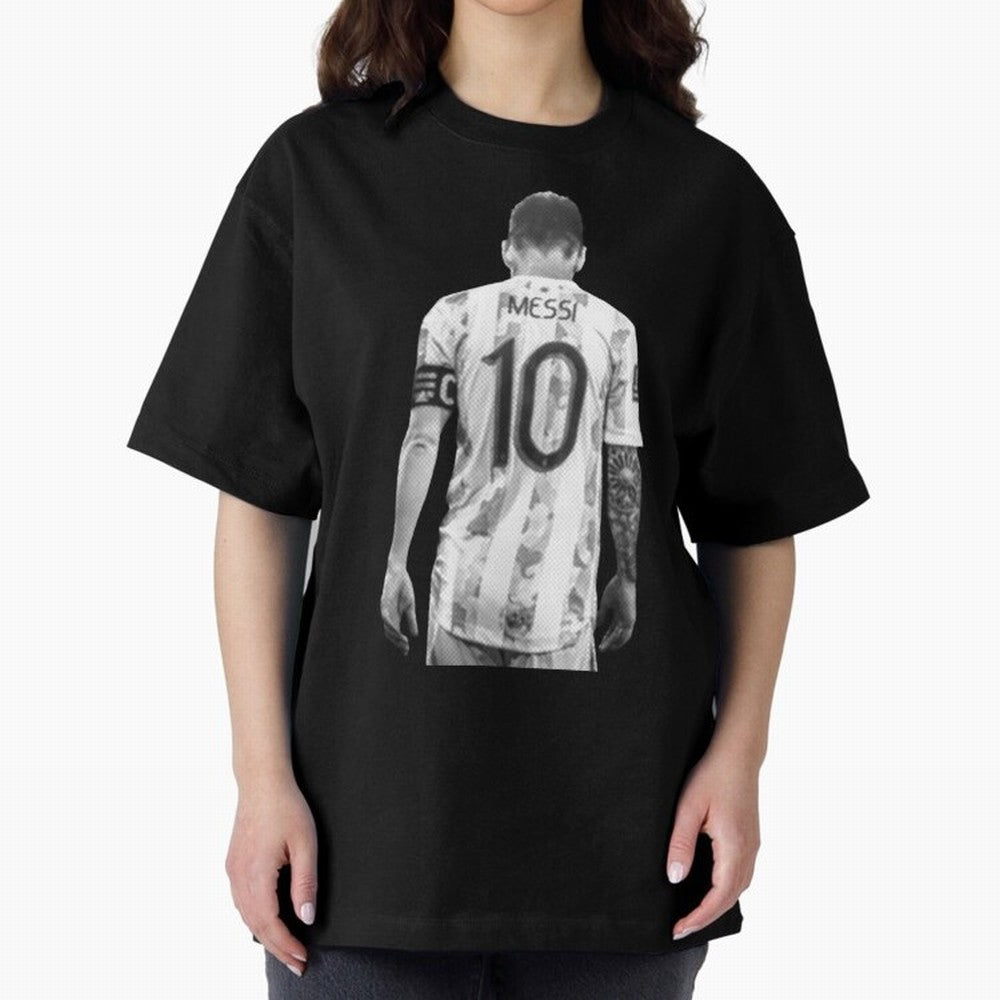 messi Oversized T-Shirt Follow the Road to FIFA World Cup 2026 USA Canada Mexico for Fans of Messi, CR7 and Mbappe and Argentina, France and Brazil, Bringing Vintage Soccer Flavor, Modern Football Stars, National Flags and Final Night Emotion;