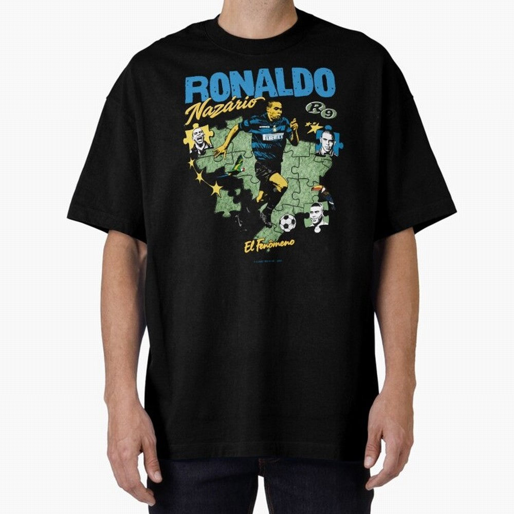 R9 Ronaldo Nazario Retro Brazil Soccer Oversized T-Shirt Turn Up for FIFA World Cup 2026 USA Canada Mexico for Fans of CR7 and Messi and Argentina and Brazil, Bringing Fan Favorite Moments, National Team Passion, Big Match Drama and Soccer History;