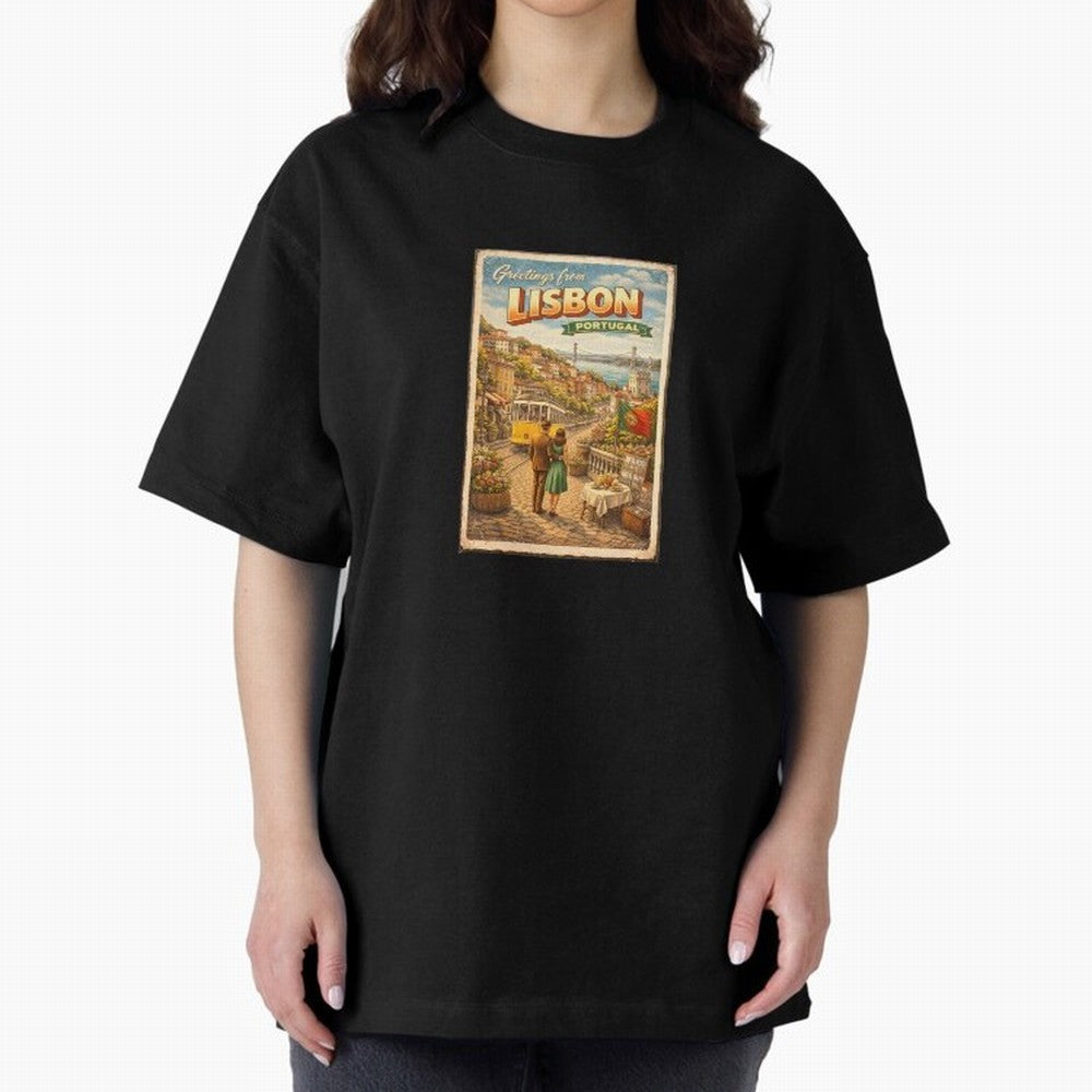 lisbon Oversized T-Shirt Celebrate Unforgettable Nights in Global Football Passion for FIFA World Cup 2026 Group Stage, Built around CR7 and Messi, Brazil, Portugal and Argentina, Football Passion, Legendary Performances, Festival Vibes and