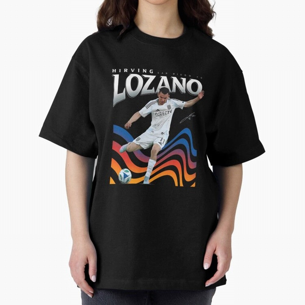 Hirving Lozano San Diego Oversized T-Shirt Feel the Trophy Chase of Global Football Passion for FIFA World Cup 2026 Group Stage, Filled with Messi, Neymar and Mbappe, England, France and Netherlands, Football History, Final Match Energy, Crowd