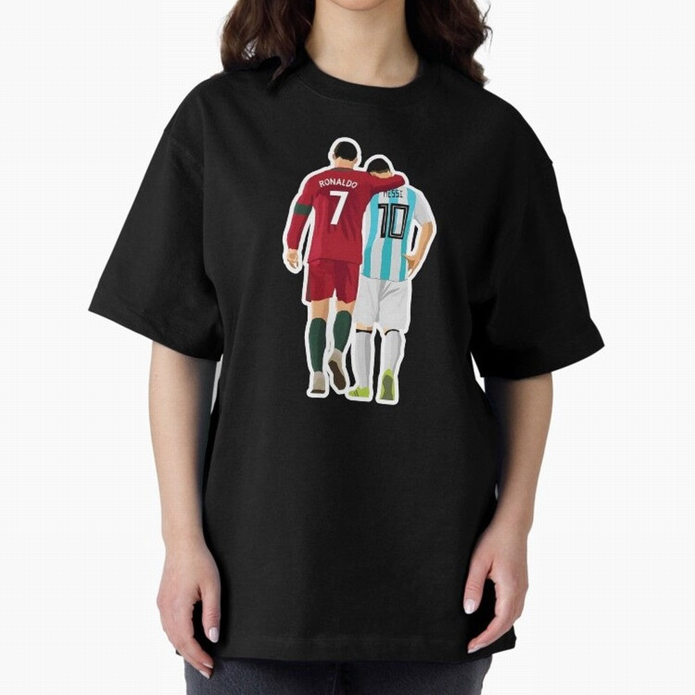 Ronaldo & Messi Oversized T-Shirt Celebrate the Biggest Stage of Global Football Passion for FIFA World Cup 2026 Group Stage, Featuring Mbappe and Neymar, England, Soccer Culture, Superstar Moments, National Team Dreams and Competitive Fire; Ideal