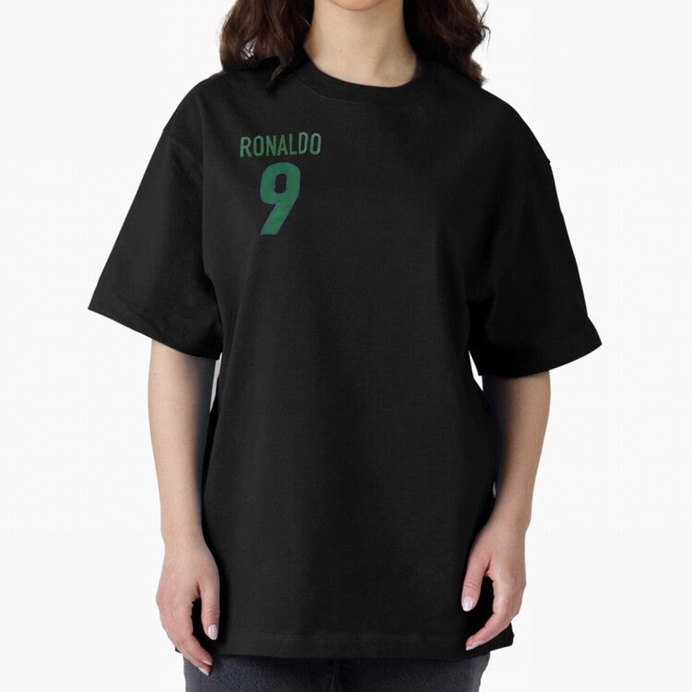 Ronaldo 9 Brazil Back of the shirt Oversized T-Shirt Bring Retro Soccer Energy to the FIFA World Cup 2026 USA Canada Mexico Journey through Messi, CR7 and Mbappe Highlights, Portugal, Spain and Germany Pride, Stadium Memories, Football Loyalty,
