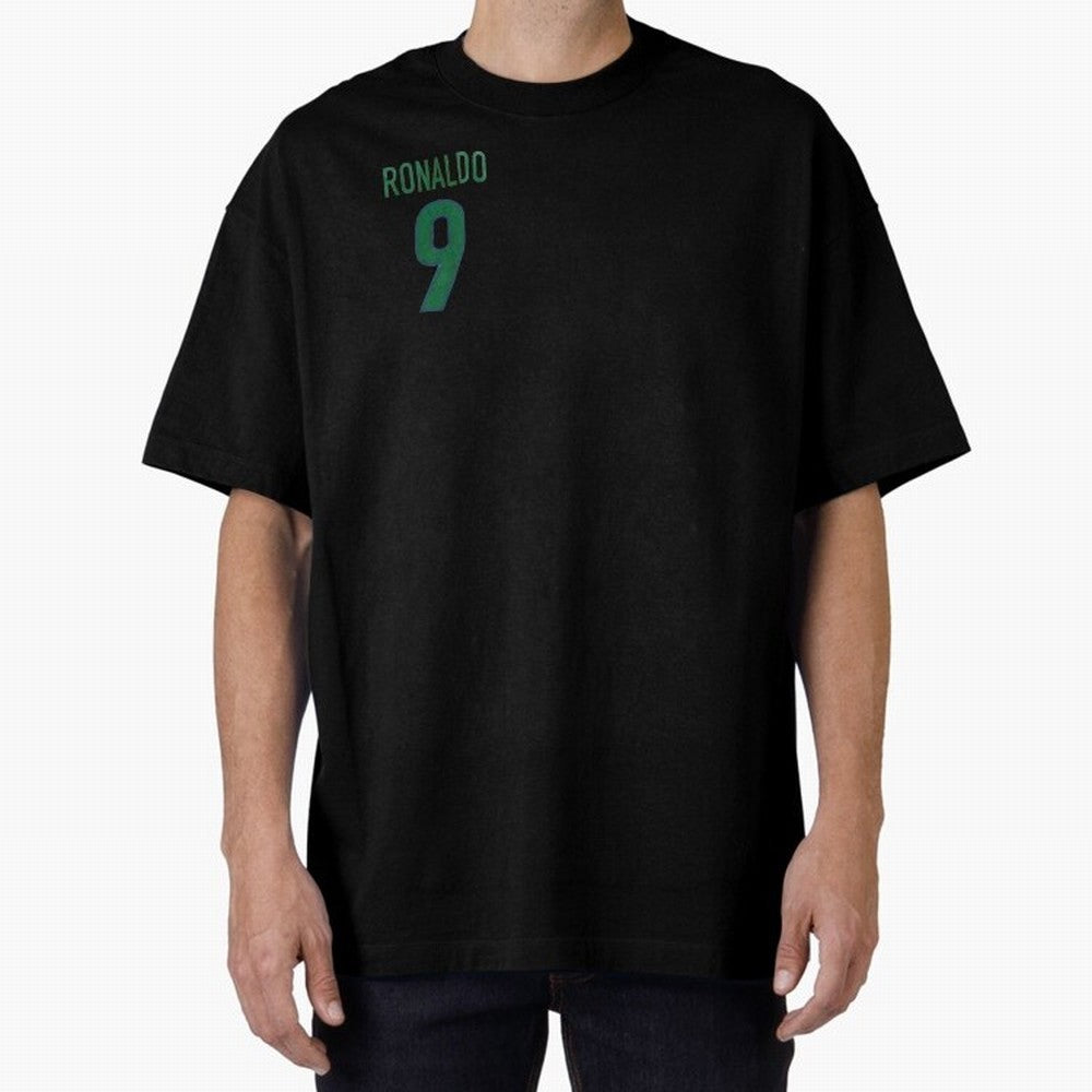 Ronaldo 9 Brazil Back of the shirt Oversized T-Shirt Bring Retro Soccer Energy to the FIFA World Cup 2026 USA Canada Mexico Journey through Messi, CR7 and Mbappe Highlights, Portugal, Spain and Germany Pride, Stadium Memories, Football Loyalty,