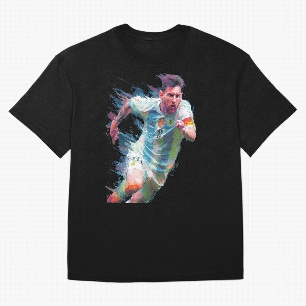 Messi in action Graphic Paint poster design Oversized T-Shirt Feel the Heartbeat of FIFA World Cup 2026 USA Canada Mexico Celebrating Messi, Neymar and Mbappe, Portugal Energy, Fan Favorite Moments, National Team Passion, Big Match Drama and Soccer