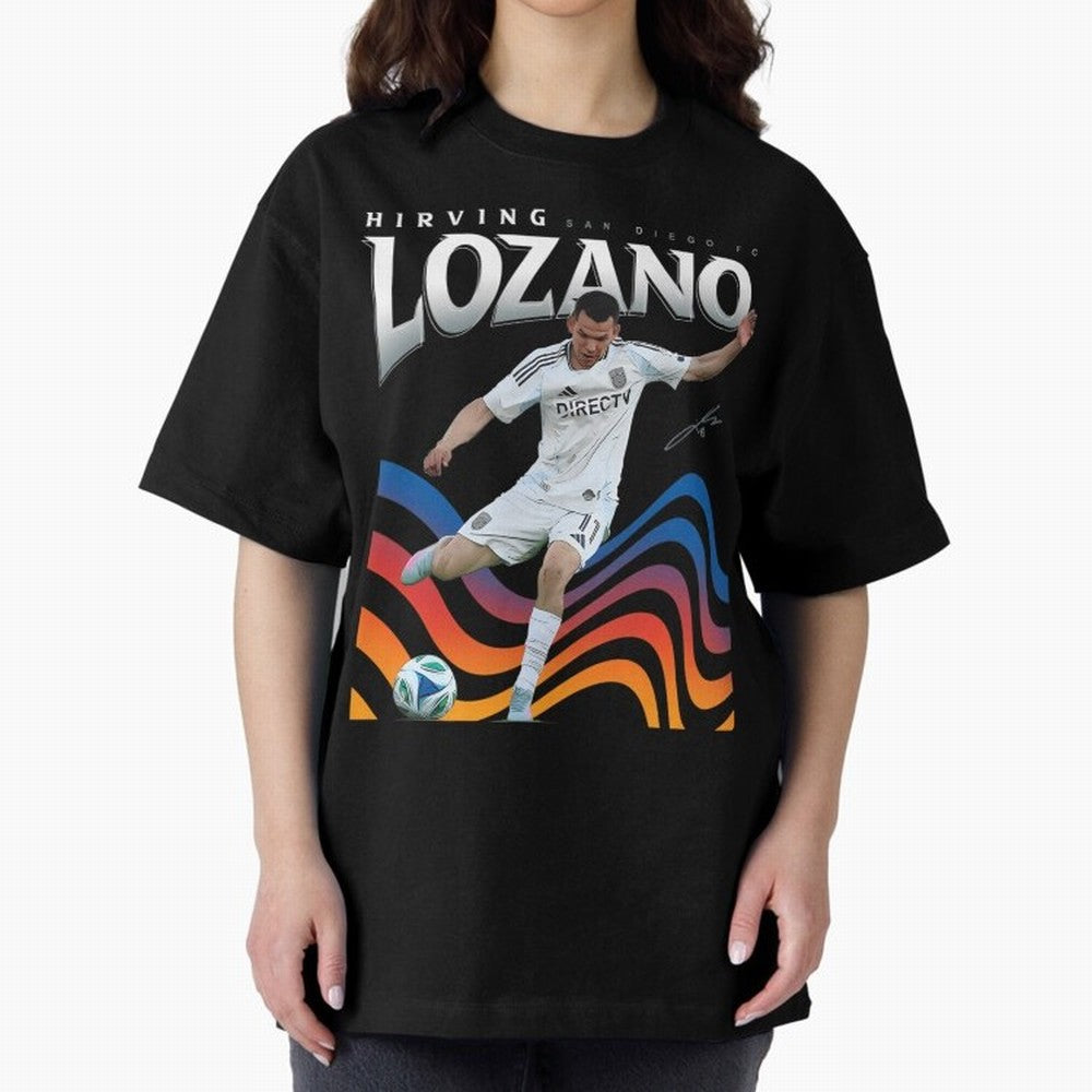 Hirving Lozano San Diego FC Oversized T-Shirt Experience the Global Stage of FIFA World Cup 2026 Group Stage with Messi, Spain and Netherlands Energy, Football Festival Excitement, Trophy Ambitions, Country Rivalries and Star Player Buzz; Made for
