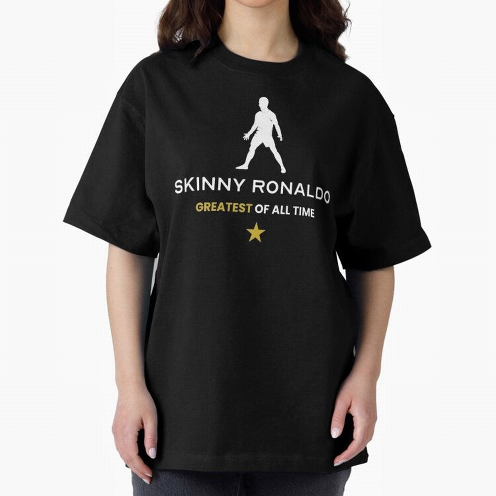 Skinny Ronaldo The Greatest Of All Time White Oversized T-Shirt Feel the Trophy Chase of FIFA World Cup 2026 USA Canada Mexico Inspired by Messi, Portugal, Spain and Germany Energy, Retro Football Energy, Iconic Rivalries, Trophy Chase Drama and
