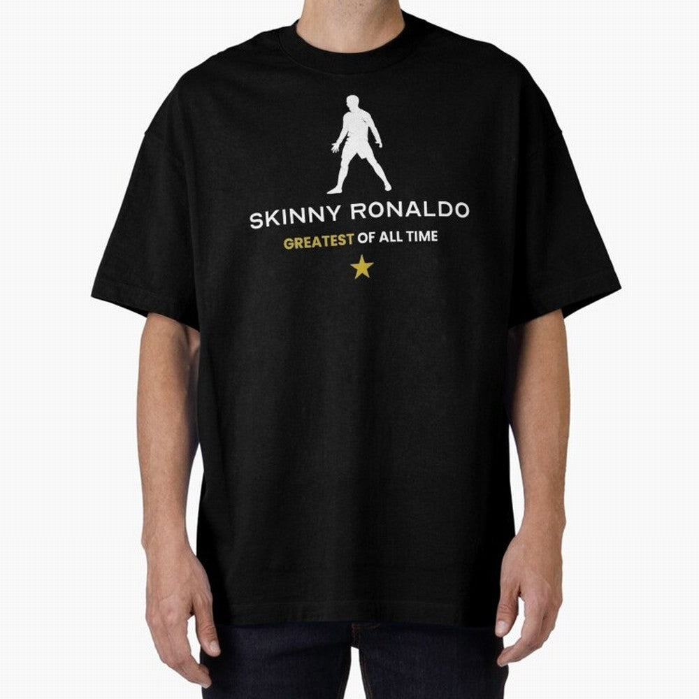 Skinny Ronaldo The Greatest Of All Time White Oversized T-Shirt Feel the Trophy Chase of FIFA World Cup 2026 USA Canada Mexico Inspired by Messi, Portugal, Spain and Germany Energy, Retro Football Energy, Iconic Rivalries, Trophy Chase Drama and