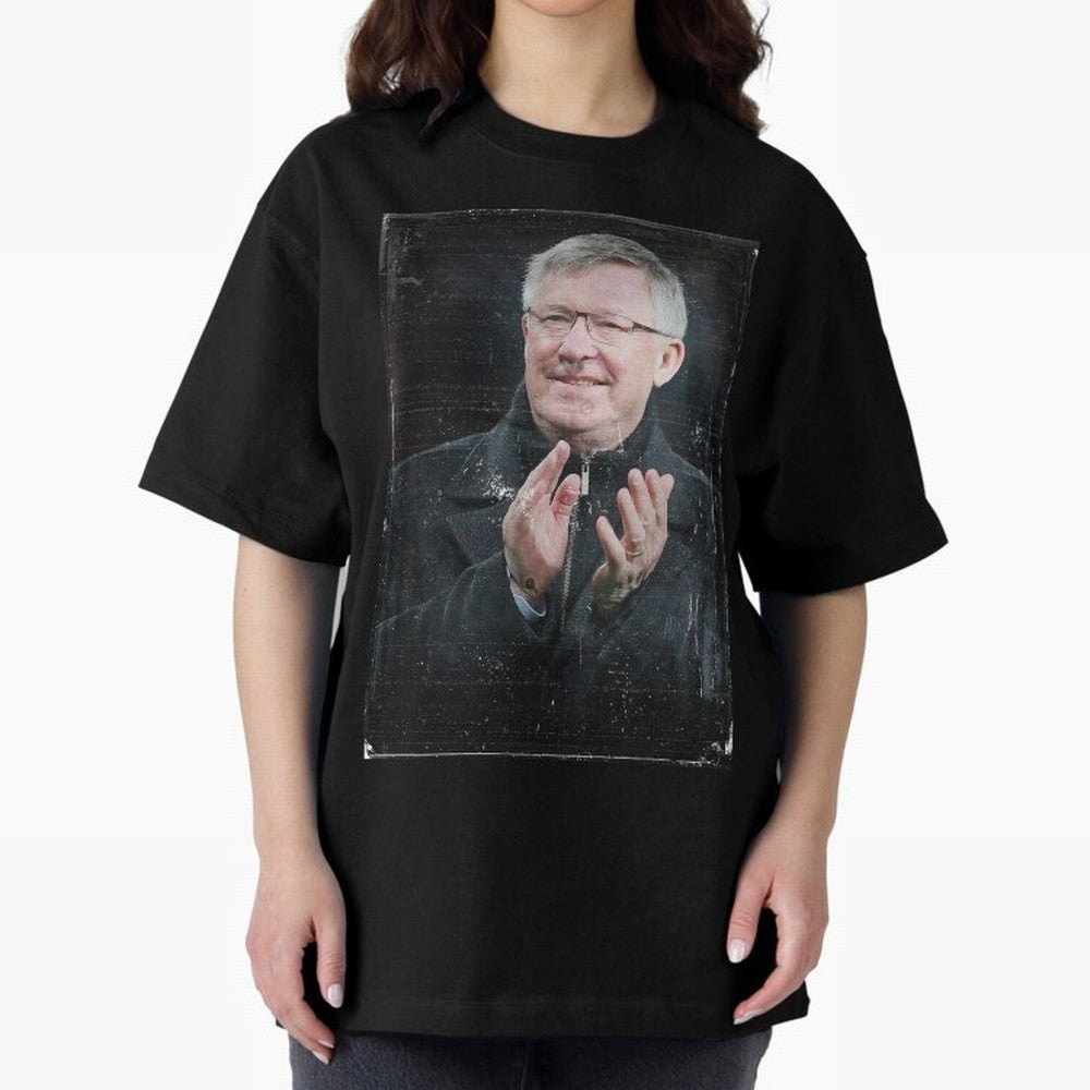 Sir Alex Ferguson Oversized T-Shirt Represent Football Lovers during Global Football Passion for FIFA World Cup 2026 Group Stage, Made for Neymar, Haaland and Cristiano Ronaldo, England, Stadium Memories, Football Loyalty, International Chants and