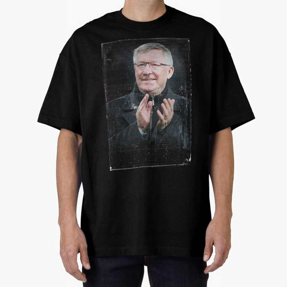 Sir Alex Ferguson Oversized T-Shirt Represent Football Lovers during Global Football Passion for FIFA World Cup 2026 Group Stage, Made for Neymar, Haaland and Cristiano Ronaldo, England, Stadium Memories, Football Loyalty, International Chants and