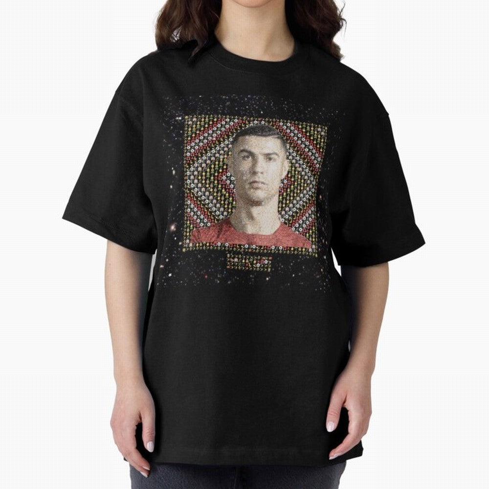 CR7 Emojified ¨C Ronaldo-Inspired Grid Tribute | Visual Power in Emoji Form | Football Legend Art Series Oversized T-Shirt Celebrate Unforgettable Nights in FIFA World Cup 2026 Spirit, Filled with Argentina, France and Brazil, Mbappe, Global