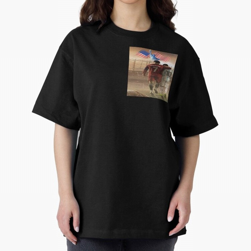 Ronaldo & messi 7_10 football USA sports top quality redbubble Oversized T-Shirt Showcase FIFA World Cup 2026 Group Stage for Fans of Messi, Neymar and Mbappe and Argentina, Bringing Football Passion, Legendary Performances, Festival Vibes and