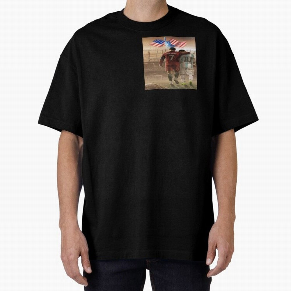 Ronaldo & messi 7_10 football USA sports top quality redbubble Oversized T-Shirt Showcase FIFA World Cup 2026 Group Stage for Fans of Messi, Neymar and Mbappe and Argentina, Bringing Football Passion, Legendary Performances, Festival Vibes and