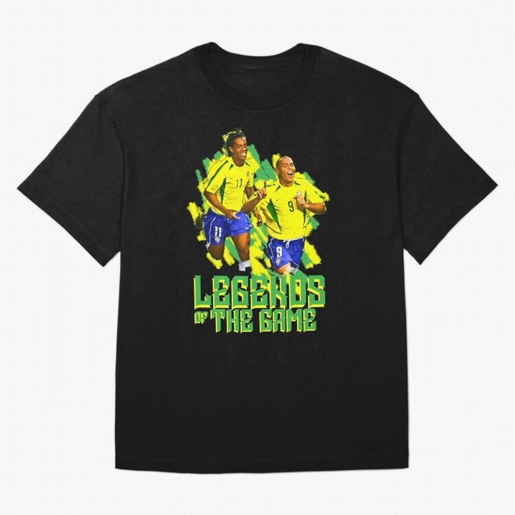 Ronaldinho and ronaldo brazil football print Oversized T-Shirt Follow the Final Road of Match Day Hype around FIFA World Cup 2026 USA Canada Mexico, Messi, Neymar and Mbappe, England, France and Netherlands, Global Supporter Spirit, Legendary