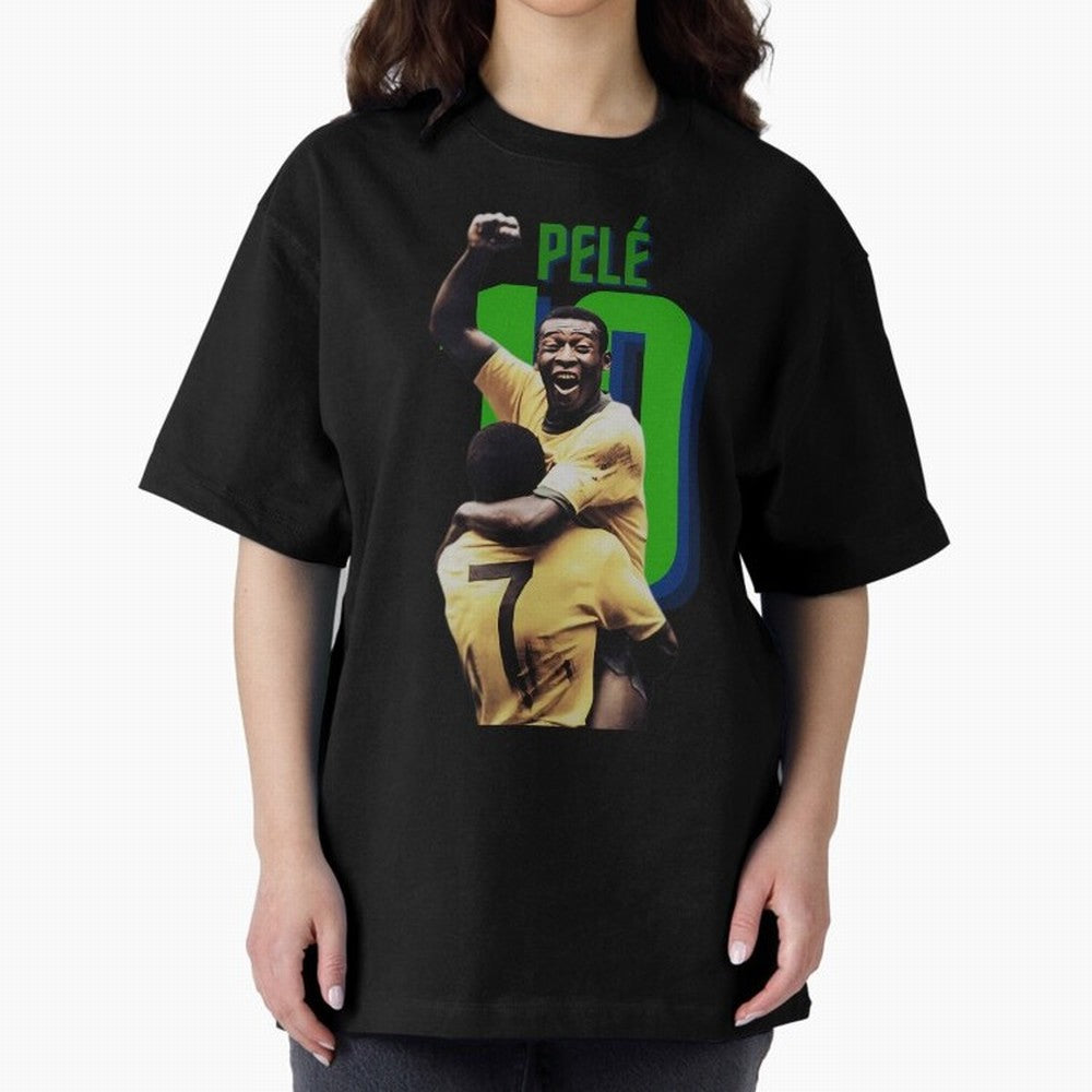 Pele 10 Oversized T-Shirt Wear the Spirit of Match Day Hype around FIFA World Cup 2026 USA Canada Mexico, Haaland, Portugal, Spain and Germany, Vintage Soccer Flavor, Modern Football Stars, National Flags and Final Night Emotion; Made for