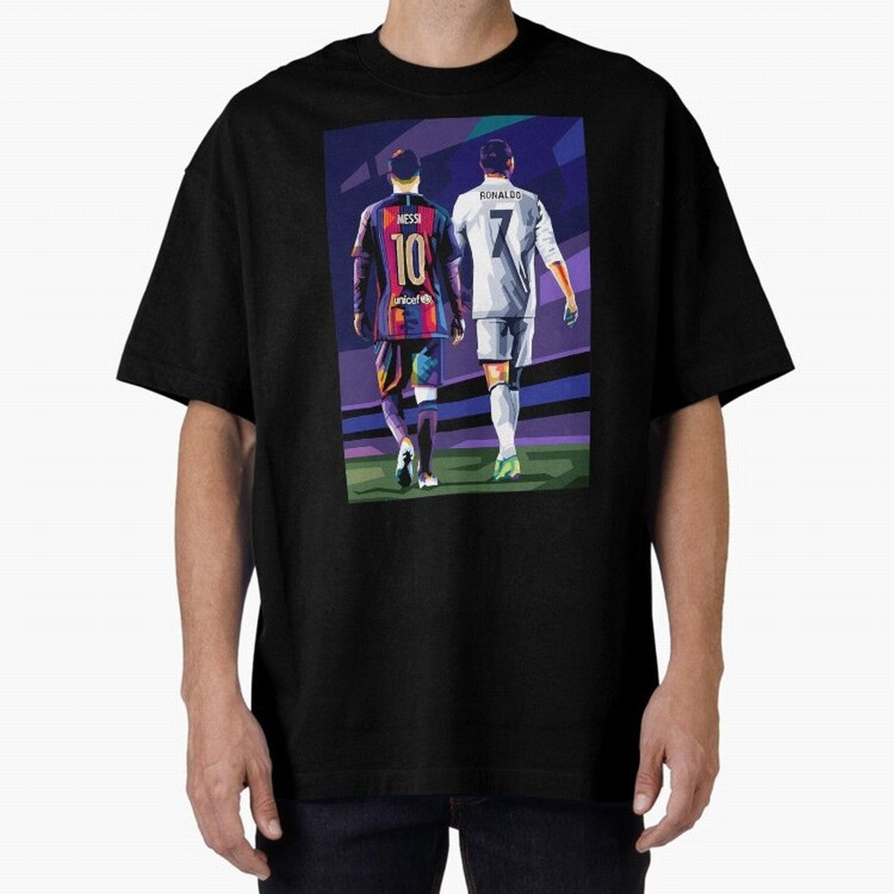 Ronaldo And Messi Oversized T-Shirt Fuel Your Fan Pride for the FIFA World Cup 2026 Journey through Messi and Cristiano Ronaldo Highlights, Argentina and Brazil Pride, Vintage Soccer Flavor, Modern Football Stars, National Flags and Final Night