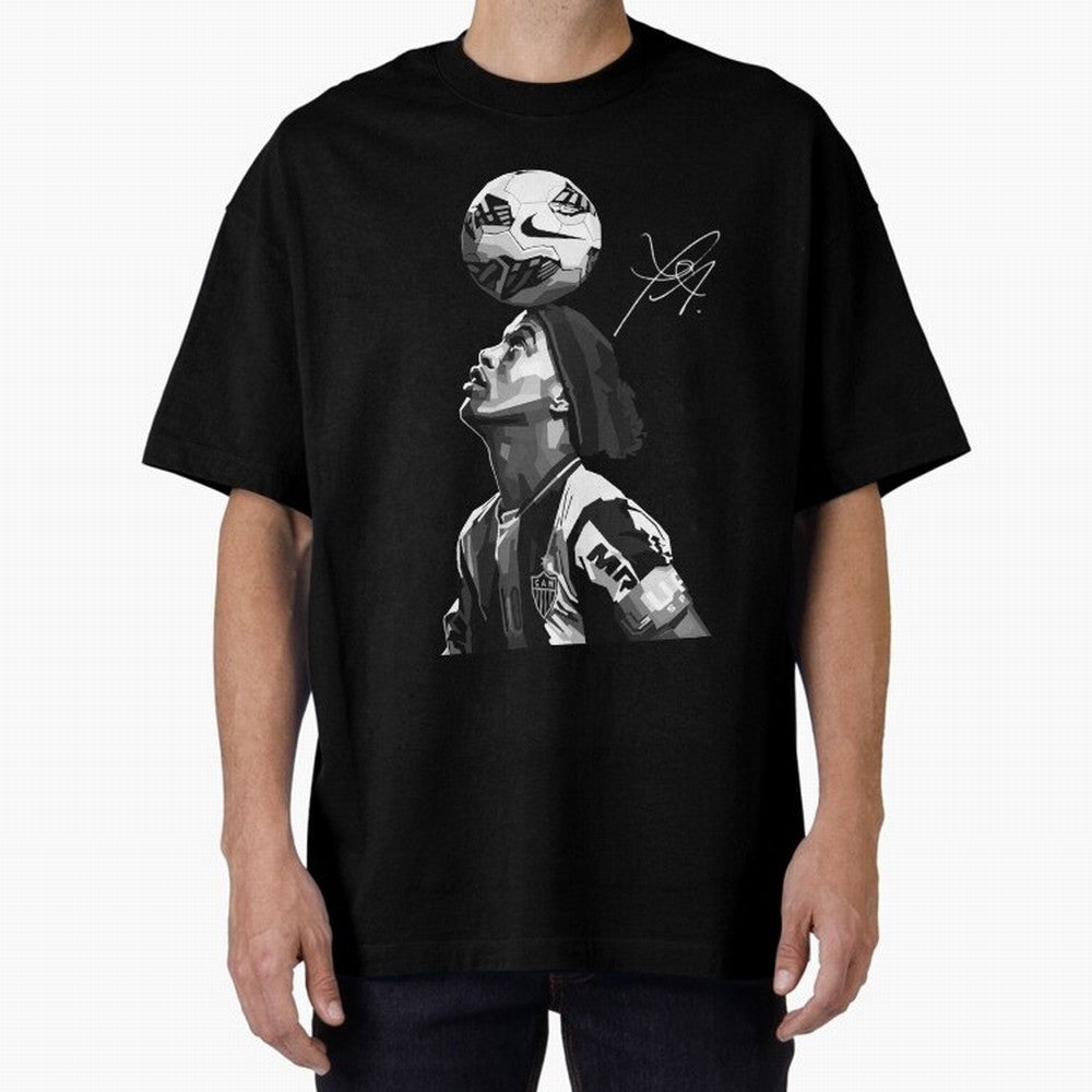 Ronaldinho Black and White Oversized T-Shirt Support Your Favorite Stars during the FIFA World Cup 2026 Group Stage Journey through Mbappe Highlights, Netherlands Pride, Match Day Excitement, Supporter Culture, Golden Goals and Global Football
