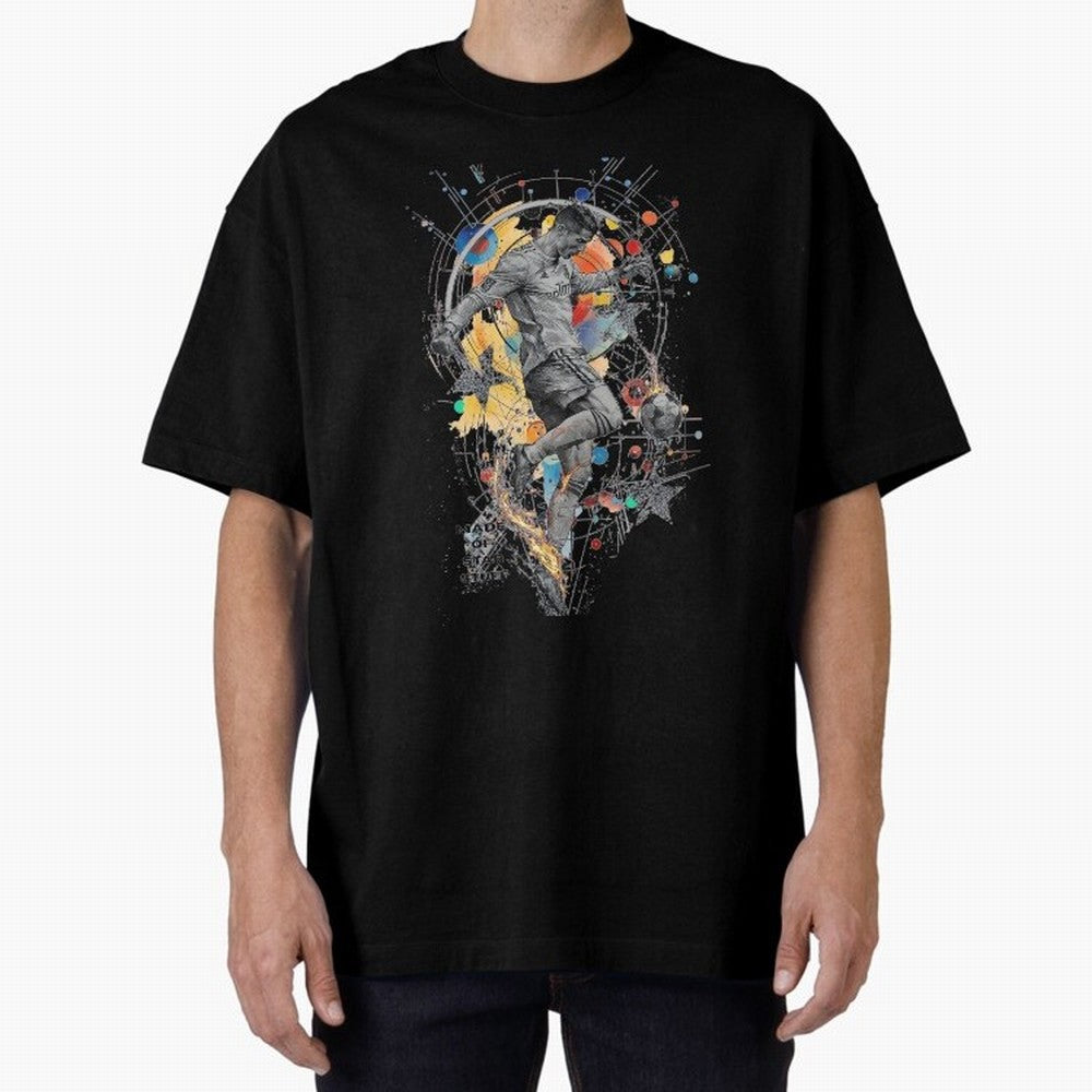 Cosmic Ronaldo Made of Star Stuff Artwork For Football Fans Gift For Soccer Enthusiasts Oversized T-Shirt Honor the Football Icons of FIFA World Cup 2026 USA Canada Mexico Spirit, Celebrating Germany, Messi, Neymar and Mbappe, Stadium Memories,