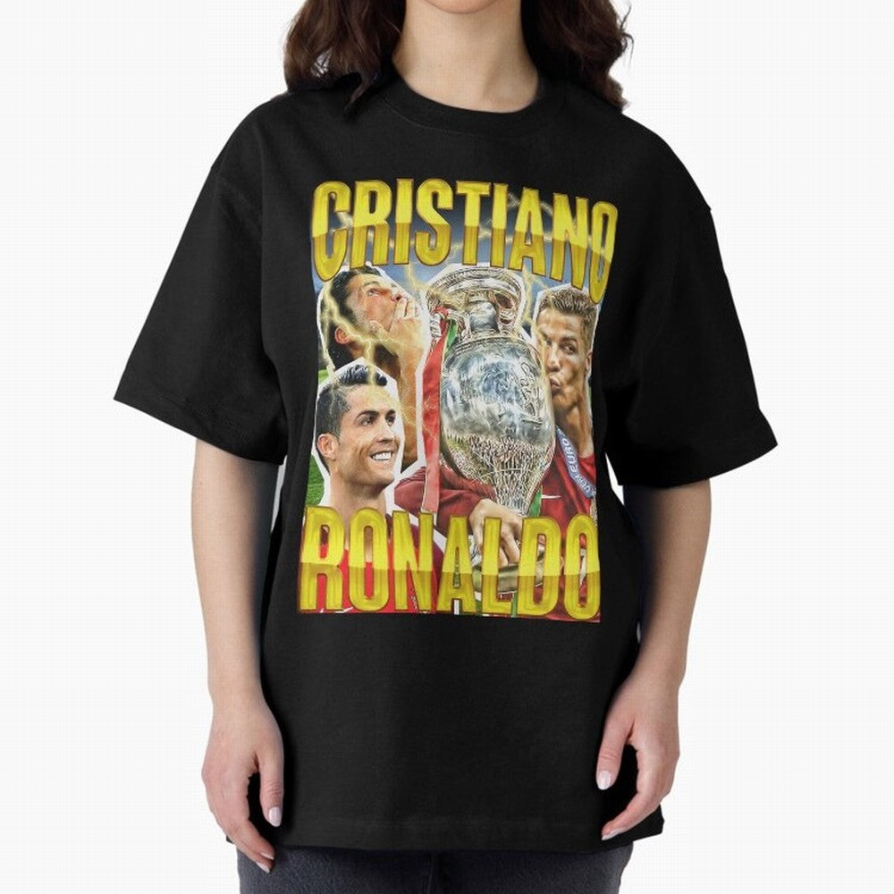Ronaldo Siuuu Celebration Silhouette Design For Football Fans, Gift For Soccer Enthusiasts Oversized T-Shirt Feel Match Day Hype around FIFA World Cup 2026 USA Canada Mexico, Messi, Argentina, France and Brazil, Football Festival Excitement, Trophy