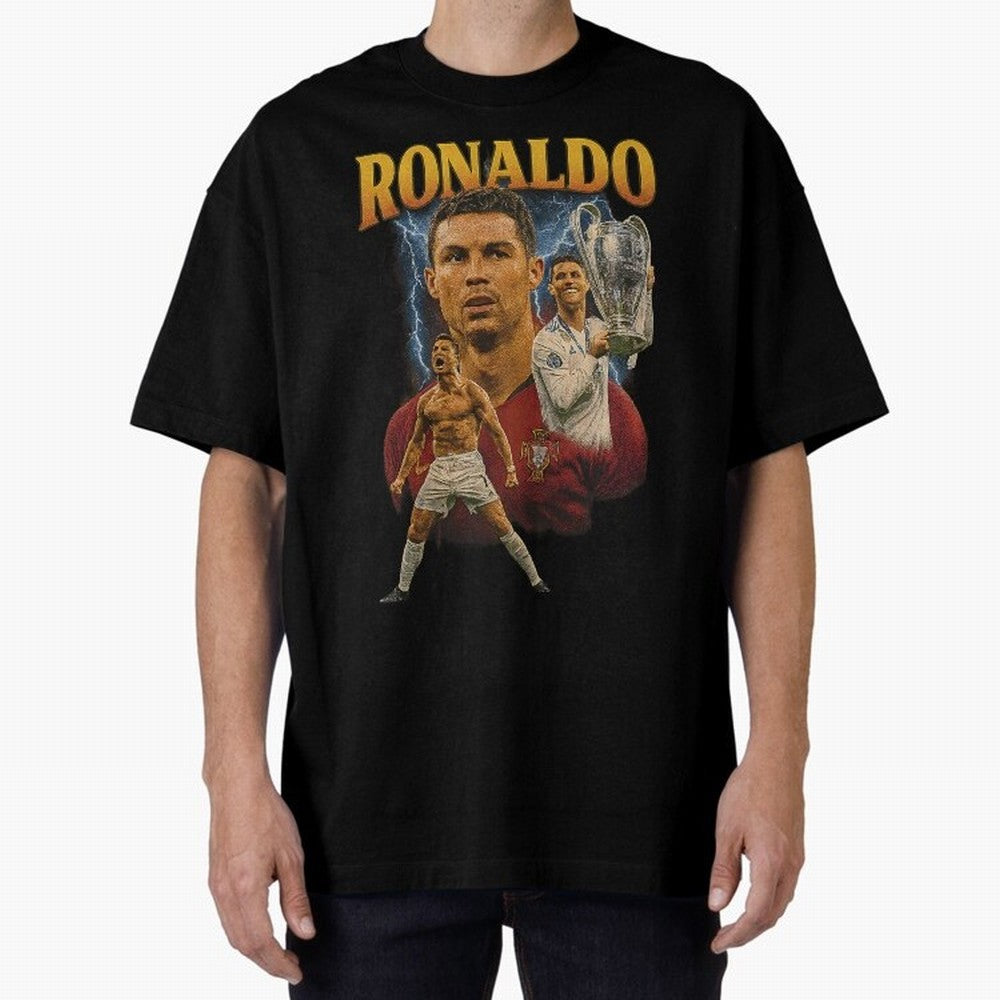 Ronaldo Champion Victory Design For Football Fans Gift For Soccer Supporters Oversized T-Shirt Represent Fans Who Live for Global Football Passion for FIFA World Cup 2026, Capturing CR7, Germany, Football History, Final Match Energy, Crowd Noise