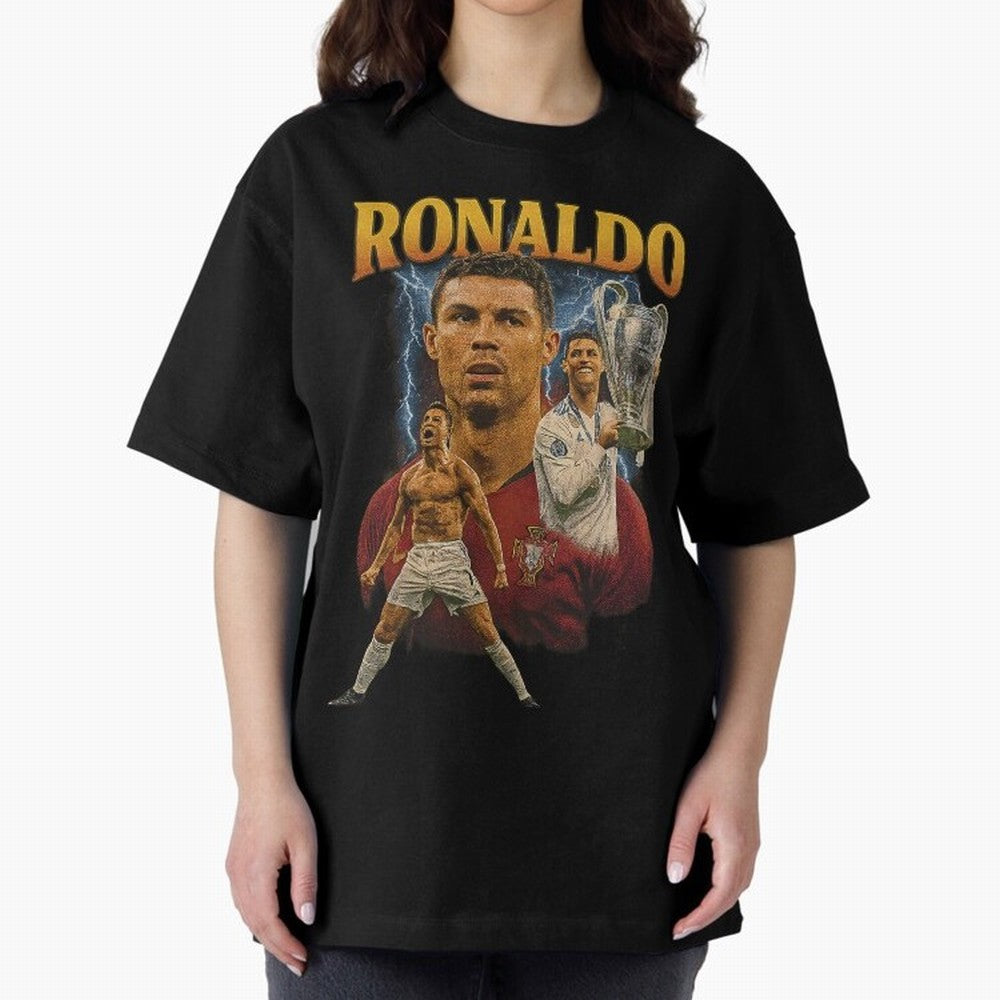 Ronaldo Champion Victory Design For Football Fans Gift For Soccer Supporters Oversized T-Shirt Represent Fans Who Live for Global Football Passion for FIFA World Cup 2026, Capturing CR7, Germany, Football History, Final Match Energy, Crowd Noise