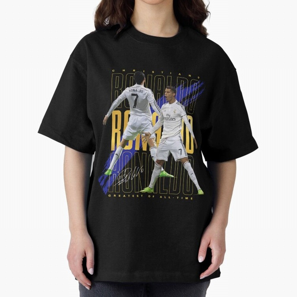 Ronaldo Soccer Legend Design For Football Fans Gift For Sports Enthusiasts Oversized T-Shirt Bring Home the FIFA World Cup 2026 Group Stage Journey through Neymar, Haaland and Cristiano Ronaldo Highlights, Portugal Pride, Tournament Hype, Historic
