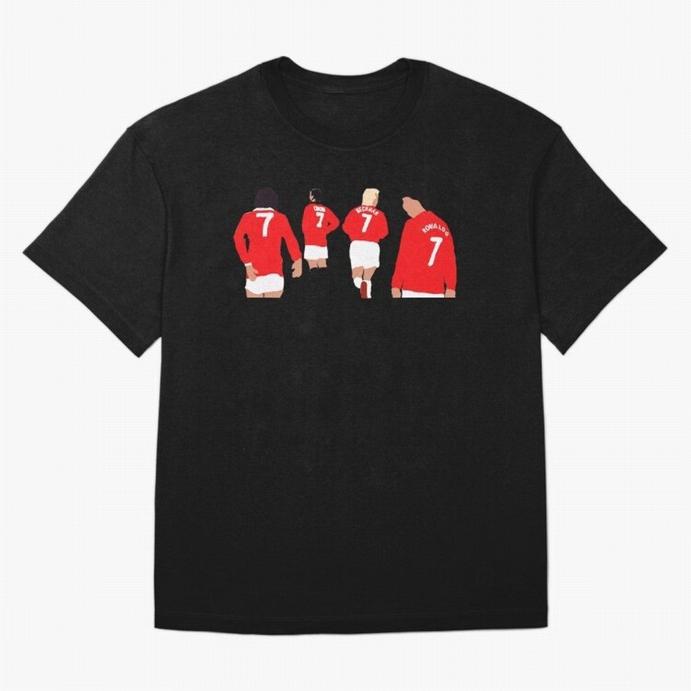 Manchester United Legends Number 7 Best Cantona Beckham Ronaldo Poster Oversized T-Shirt Join the Countdown to Match Day Hype around FIFA World Cup 2026, Cristiano Ronaldo, Haaland and CR7, Portugal, Football Passion, Legendary Performances,