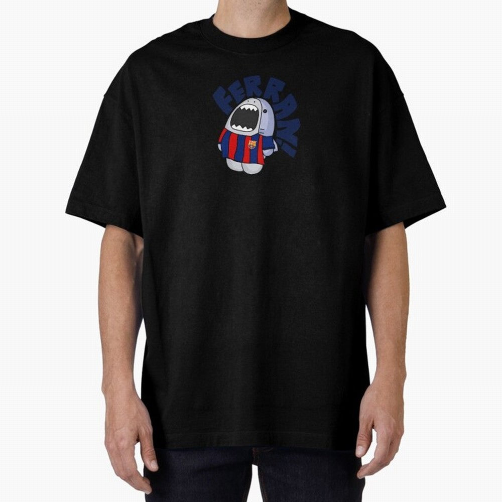 Ferran shark sticker Oversized T-Shirt Show Support during FIFA World Cup 2026 Group Stage for Fans of Messi, Neymar and Mbappe and Brazil, Bringing Championship Spirit, Famous Goals, Roaring Crowds and International Football Unity; Ideal for
