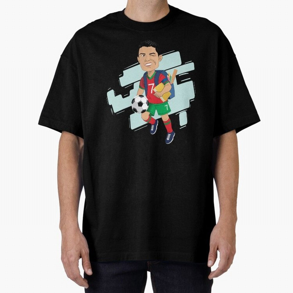 BACK TO SCHOOL - CARICATURE - CHRISTIANO - RONALDO Oversized T-Shirt Relive FIFA World Cup 2026 USA Canada Mexico Driven by CR7, Germany Energy, Goal Celebration Energy, Supporter Heritage, Football Icons and Worldwide Tournament Joy; Perfect for