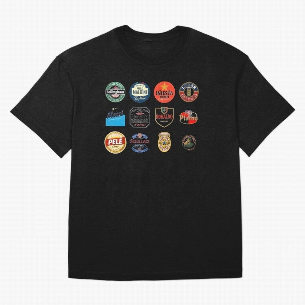 Legendary Lager Lineup ¨C Football Icons as Beer Labels (Sticker Set / Poster) Oversized T-Shirt Celebrate Football Dreams Across FIFA World Cup 2026 Group Stage Spirit, Connected to Argentina, France and Brazil, CR7, Football Festival Excitement,