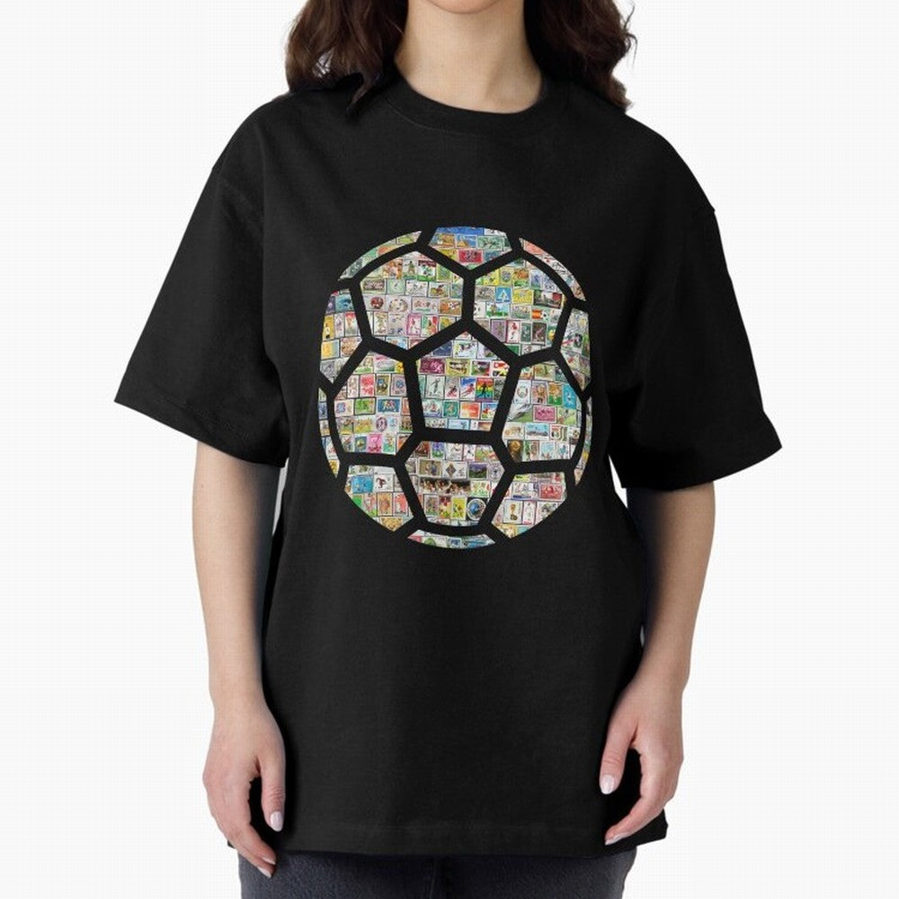 Philately Soccer Ball Oversized T-Shirt Celebrate FIFA World Cup 2026 Group Stage for Fans of Messi and Cristiano Ronaldo and Argentina, France and Brazil, Bringing Global Supporter Spirit, Legendary Goals, National Colors and Tournament