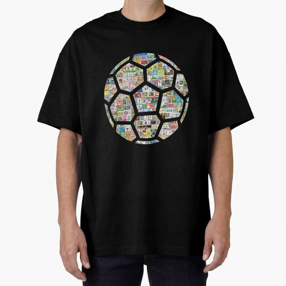 Philately Soccer Ball Oversized T-Shirt Celebrate FIFA World Cup 2026 Group Stage for Fans of Messi and Cristiano Ronaldo and Argentina, France and Brazil, Bringing Global Supporter Spirit, Legendary Goals, National Colors and Tournament