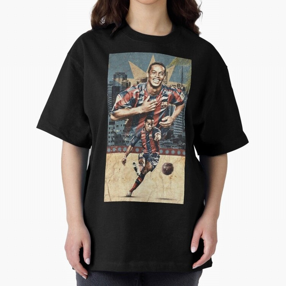 Ronaldinho Design Oversized T-Shirt Celebrate the Stars of FIFA World Cup 2026 USA Canada Mexico for Fans of CR7 and Messi and Germany, Bringing Worldwide Fan Energy, Dramatic Goals, Stadium Lights and Championship Celebrations; Great for