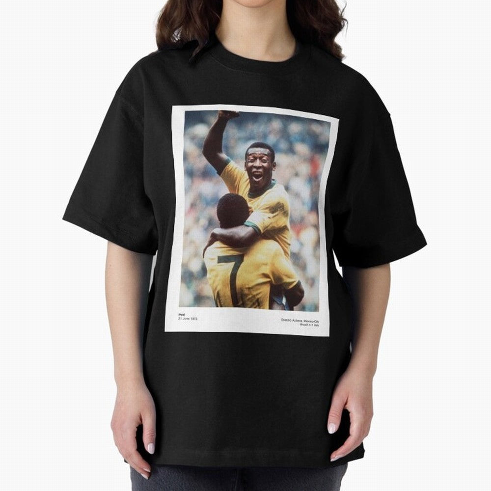 Pele Oversized T-Shirt Live for the Drama of Match Day Hype around FIFA World Cup 2026 Group Stage, Mbappe, Brazil, Champion Mindset, Group Stage Buzz, Knockout Tension and Passionate Fan Culture; Ideal for Fans Who Follow Messi, Cristiano Ronaldo,
