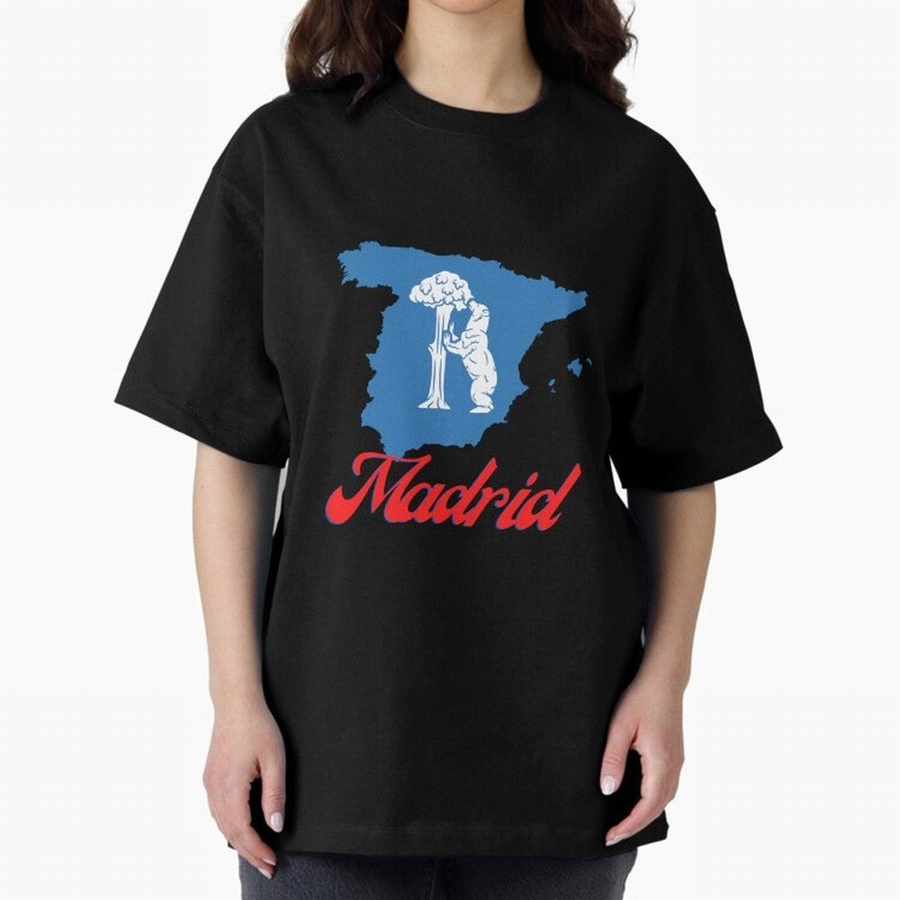 Madrid Bear Strawberry Tree Oversized T-Shirt Create FIFA World Cup 2026 USA Canada Mexico for Fans of Messi and Germany, Bringing Football Festival Excitement, Trophy Ambitions, Country Rivalries and Star Player Buzz; Great for Supporters Who Love