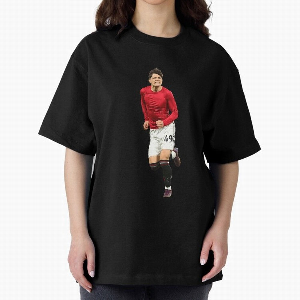 Alejandro Garnacho celebration Oversized T-Shirt Discover Match Day Hype around FIFA World Cup 2026, Messi, CR7 and Mbappe, Argentina and Brazil, Retro Football Energy, Iconic Rivalries, Trophy Chase Drama and Stadium Atmosphere; Ideal for